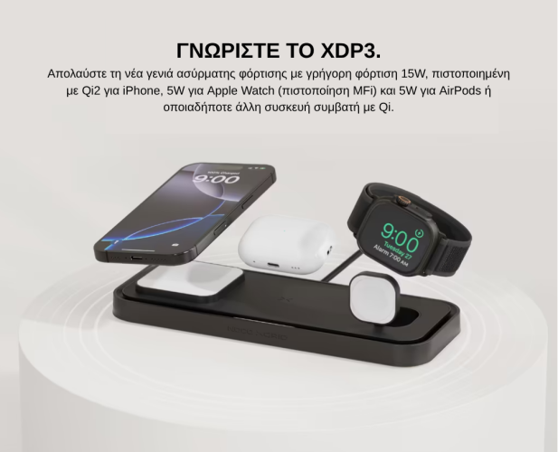 Ασύρματος Φορτιστής NOCO Qi2 3 σε 1 με Επίπεδη Βάση Black