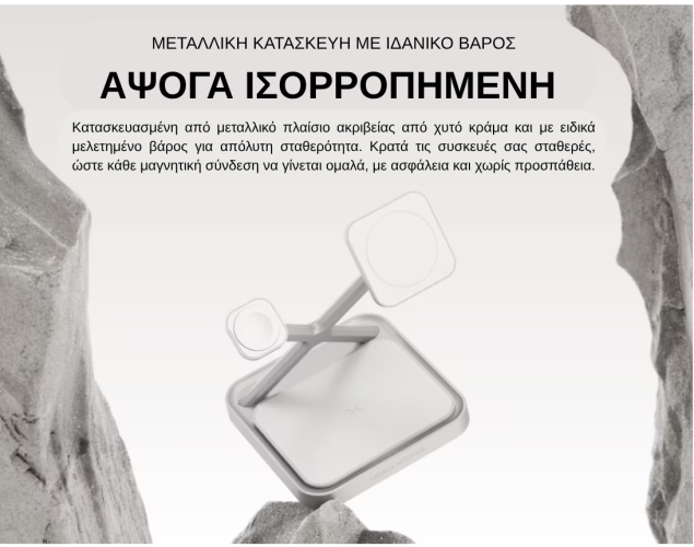 Ασύρματος Φορτιστής NOCO Qi2 3 σε 1 με Όρθια Βάση White