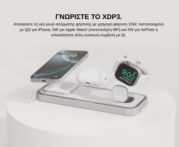 Ασύρματος Φορτιστής NOCO Qi2 3 σε 1 με Επίπεδη Βάση White