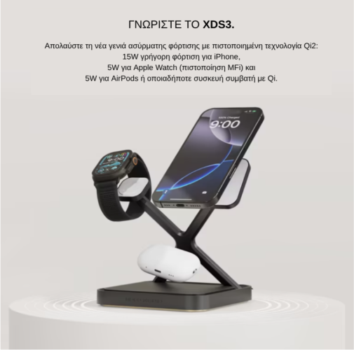 Ασύρματος Φορτιστής NOCO Qi2 3 σε 1 με Όρθια Βάση Black